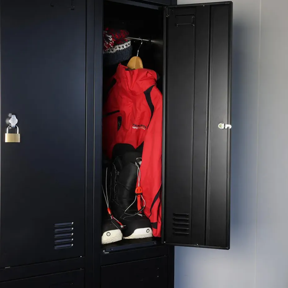Lockerkast Zwart - 60x185 cm - 4 lockers