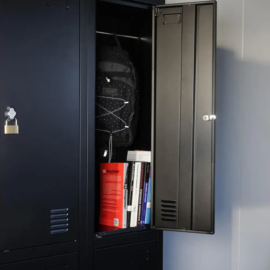 Lockerkast Zwart - 60x185 cm - 4 lockers
