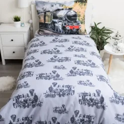 Locomotief Dekbedovertrek Trein - Eenpersoons - 140 x 200 cm - Katoen