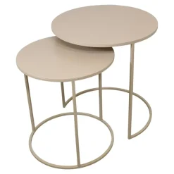 LOFT42 Elvy Set Bijzettafels Rond - Beige - Ø49x52