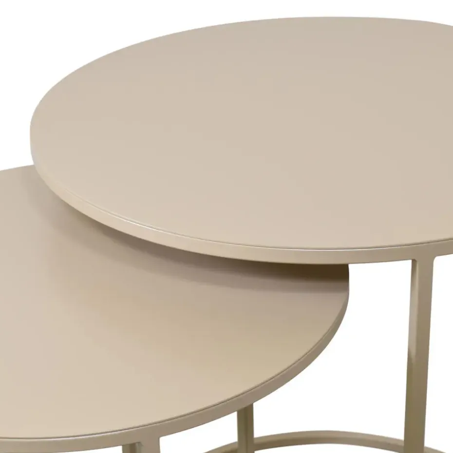 LOFT42 Elvy Set Bijzettafels Rond - Beige - Ø49x52