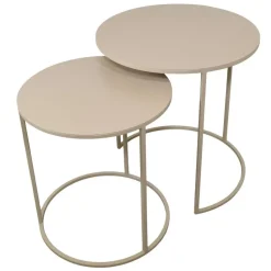 LOFT42 Elvy Set Bijzettafels Rond - Beige - Ø49x52
