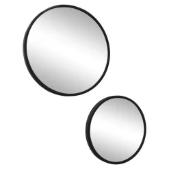 LOFT42 Mirror Spiegels Rond Zwart Set van 2 - Metaal - Ø45 & Ø35
