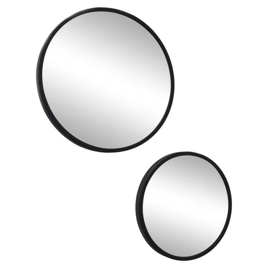 LOFT42 Mirror Spiegels Rond Zwart Set van 2 - Metaal - Ø45 & Ø35