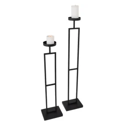 LOFT42 Vloerkandelaar Set Flame - Zwart metaal