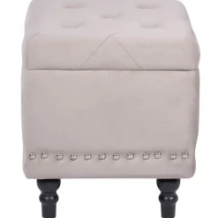 LORETTO - Poef - Beige - 37 cm - Fluweel