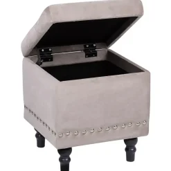 LORETTO - Poef - Beige - 37 cm - Fluweel