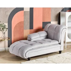 LORMONT - Chaise longue - Grijs - Rechterzijde - Fluweel