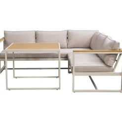 Lounge dining hoekset Sevilla - zand/metaal