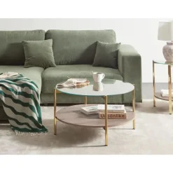 LOVELL - Salontafel - Donkerbruin/Goud - Hout