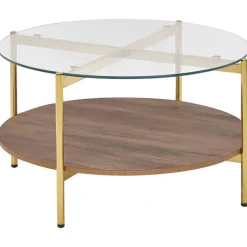 LOVELL - Salontafel - Donkerbruin/Goud - Hout