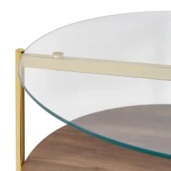 LOVELL - Salontafel - Donkerbruin/Goud - Hout