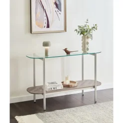 LOVELL - Sidetable - Lichtbruin/Zilver - Hout