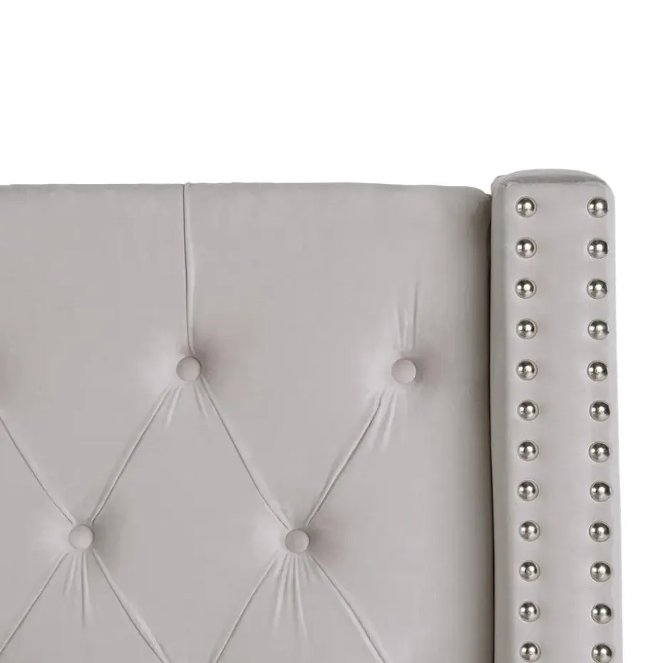 LUBBON - Bed met opbergruimte - Lichtgrijs - 140 x 200 cm - Fluweel