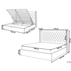 LUBBON - Bed met opbergruimte - Lichtgrijs - 140 x 200 cm - Fluweel