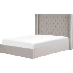 LUBBON - Bed met opbergruimte - Lichtgrijs - 140 x 200 cm - Fluweel