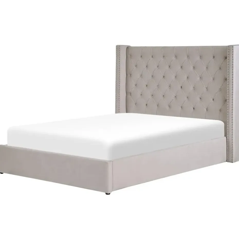 LUBBON - Bed met opbergruimte - Lichtgrijs - 140 x 200 cm - Fluweel