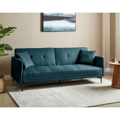 LUCAN - Slaapbank 3-zits - Blauw - Polyester