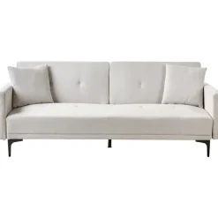 LUCAN - Slaapbank 3-zits - Lichtbeige - Polyester