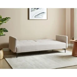 LUCAN - Slaapbank 3-zits - Lichtbeige - Polyester