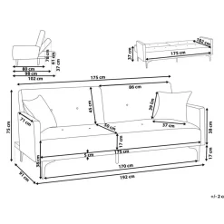 LUCAN - Slaapbank 3-zits - Off-white - Polyester