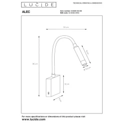 Lucide ALEC Wandspot - Zwart