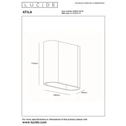 Lucide ATILA Wandlamp - Zwart