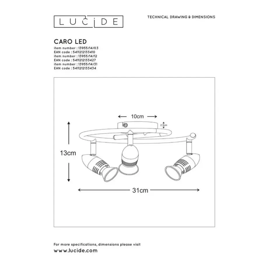 Lucide CARO-LED Plafondspot - Mat chroom