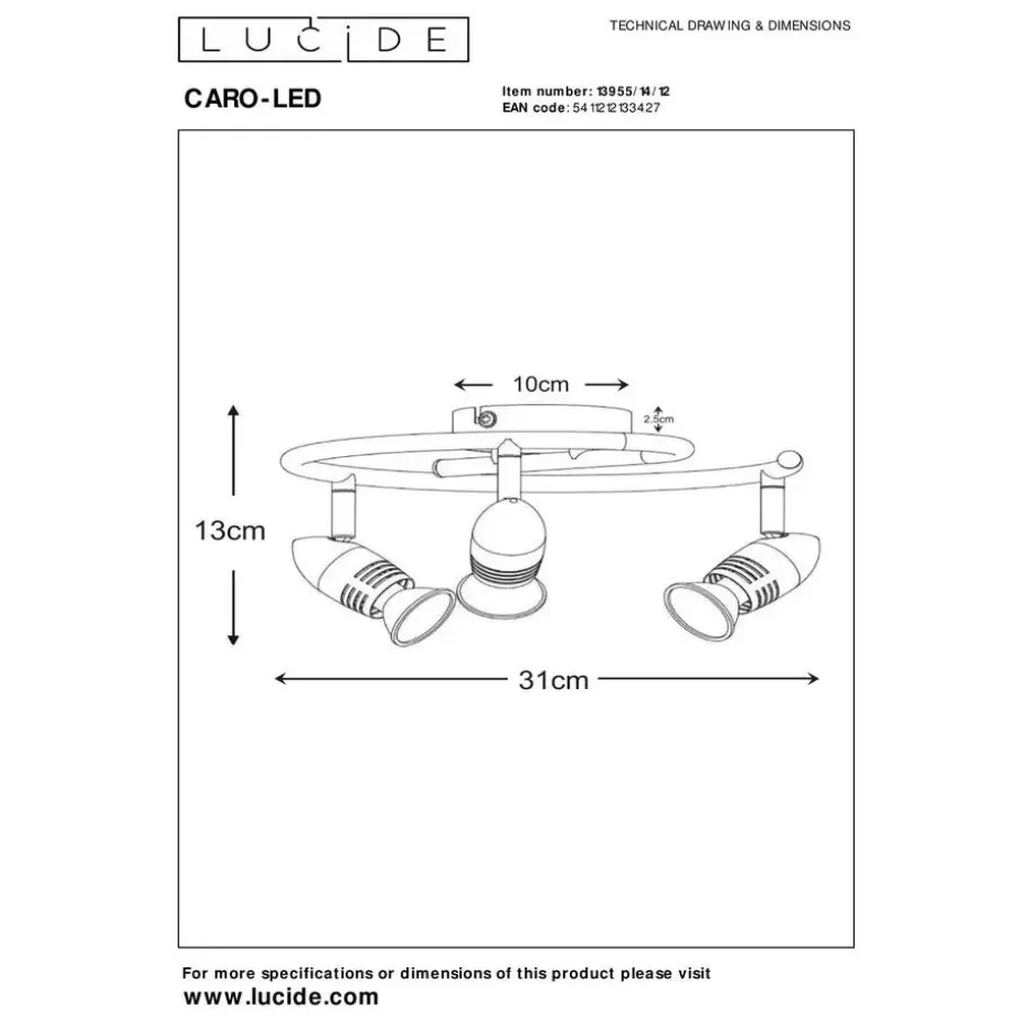 Lucide CARO-LED Plafondspot - Mat chroom