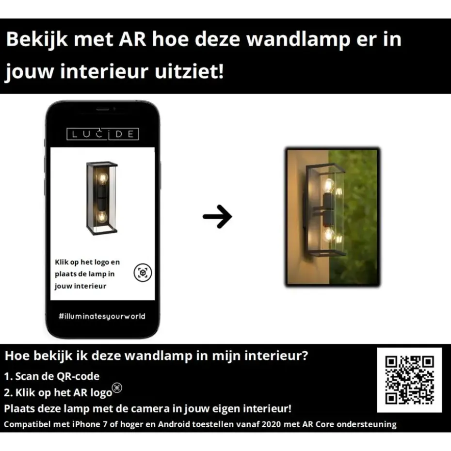 Lucide CLAIRE Wandlamp - Antraciet