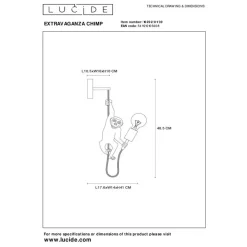 Lucide EXTRAVAGANZA CHIMP Wandlamp - Zwart