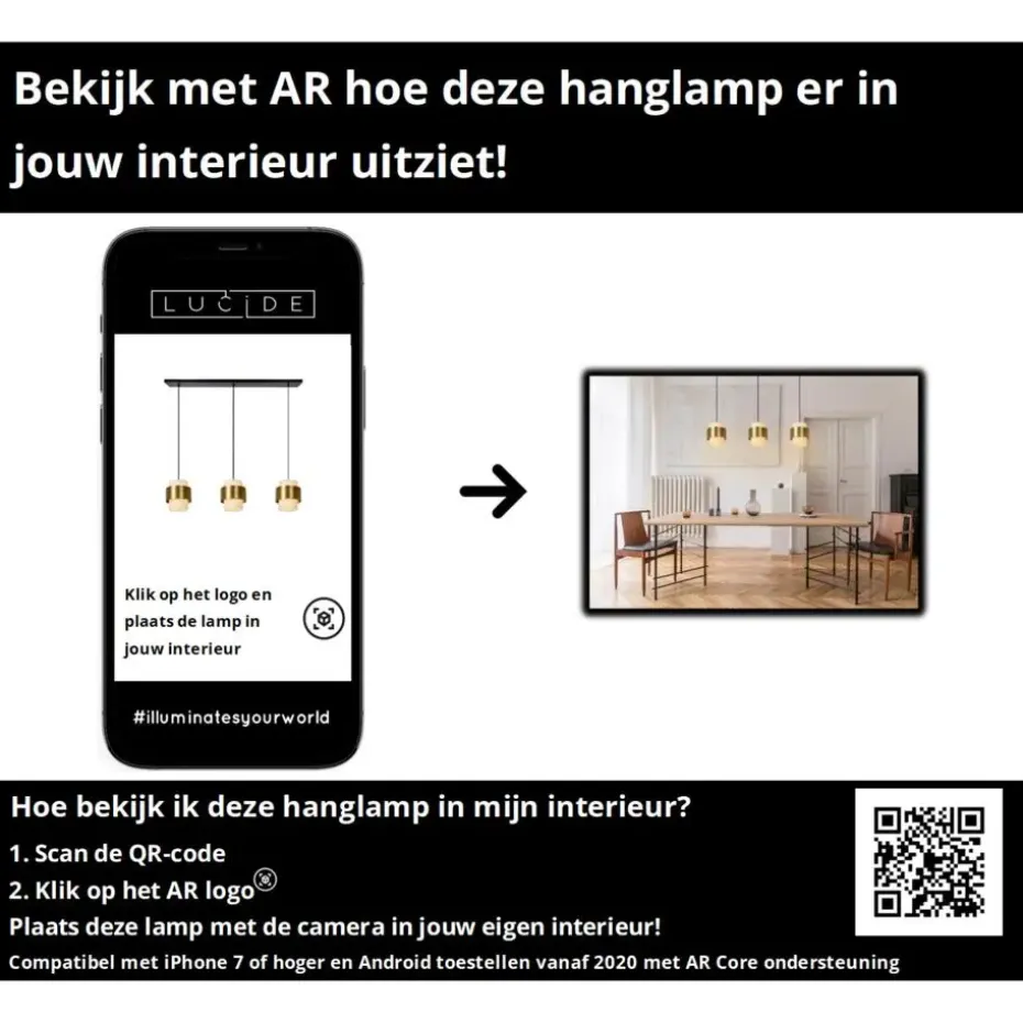 Lucide FIRMIN Hanglamp - Mat Goud / Messing