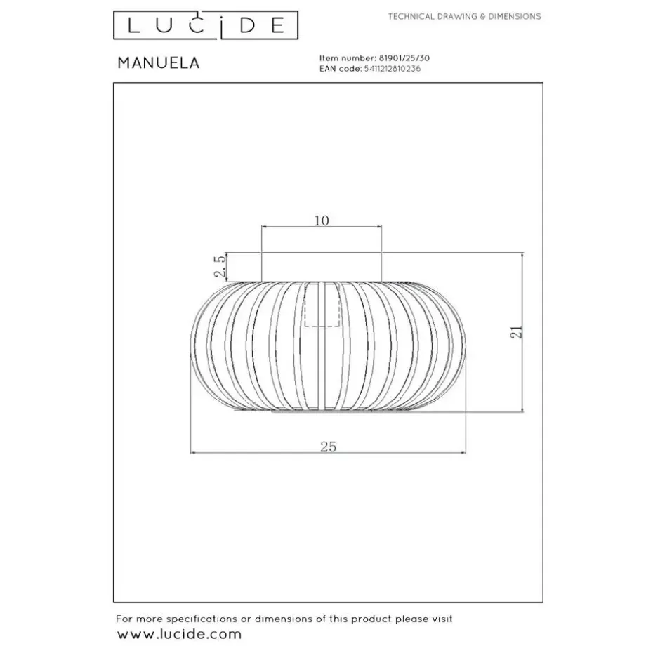 Lucide MANUELA Plafonnière - Zwart