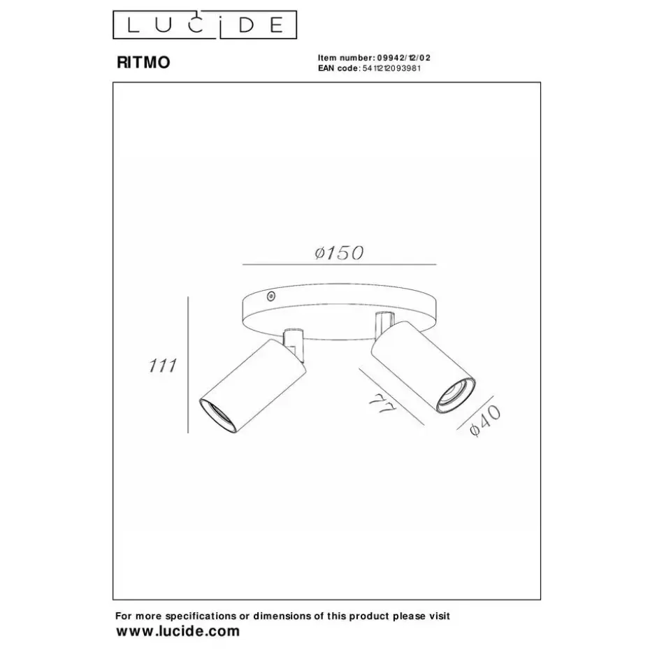 Lucide RITMO Plafondspot - Mat Goud / Messing