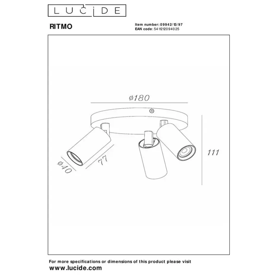 Lucide RITMO Plafondspot - Koffie