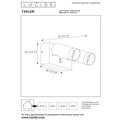 Lucide TAYLOR Wandspot - Zwart