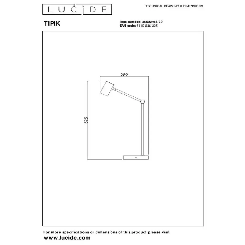 Lucide TIPIK Bureaulamp - Zwart