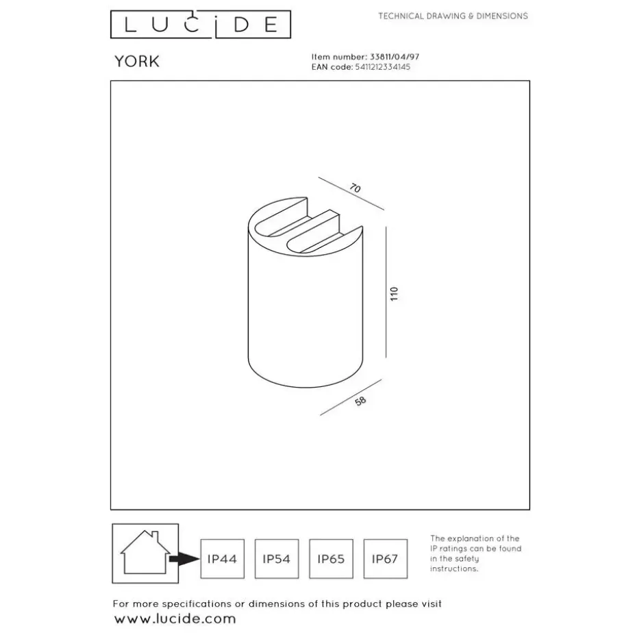 Lucide YORK Wandspot - Roest bruin