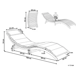 LUINO - Ligstoel - Grijs - Hout