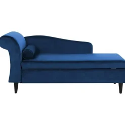 LUIRO - Chaise longue - Blauw - Linkerzijde - Fluweel