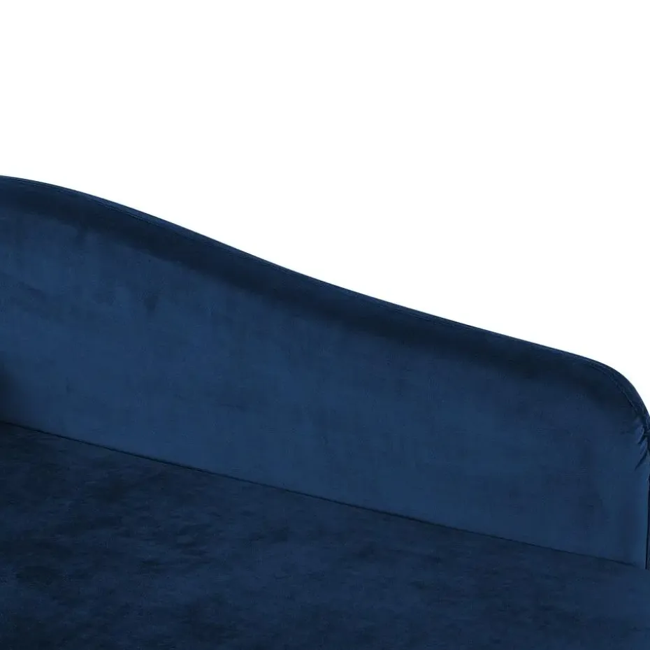 LUIRO - Chaise longue - Blauw - Linkerzijde - Fluweel