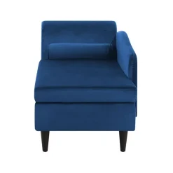 LUIRO - Chaise longue - Blauw - Linkerzijde - Fluweel