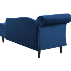 LUIRO - Chaise longue - Blauw - Linkerzijde - Fluweel