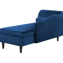 LUIRO - Chaise longue - Blauw - Linkerzijde - Fluweel