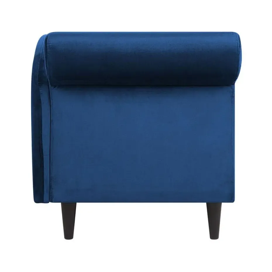 LUIRO - Chaise longue - Blauw - Linkerzijde - Fluweel