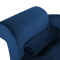 LUIRO - Chaise longue - Blauw - Linkerzijde - Fluweel
