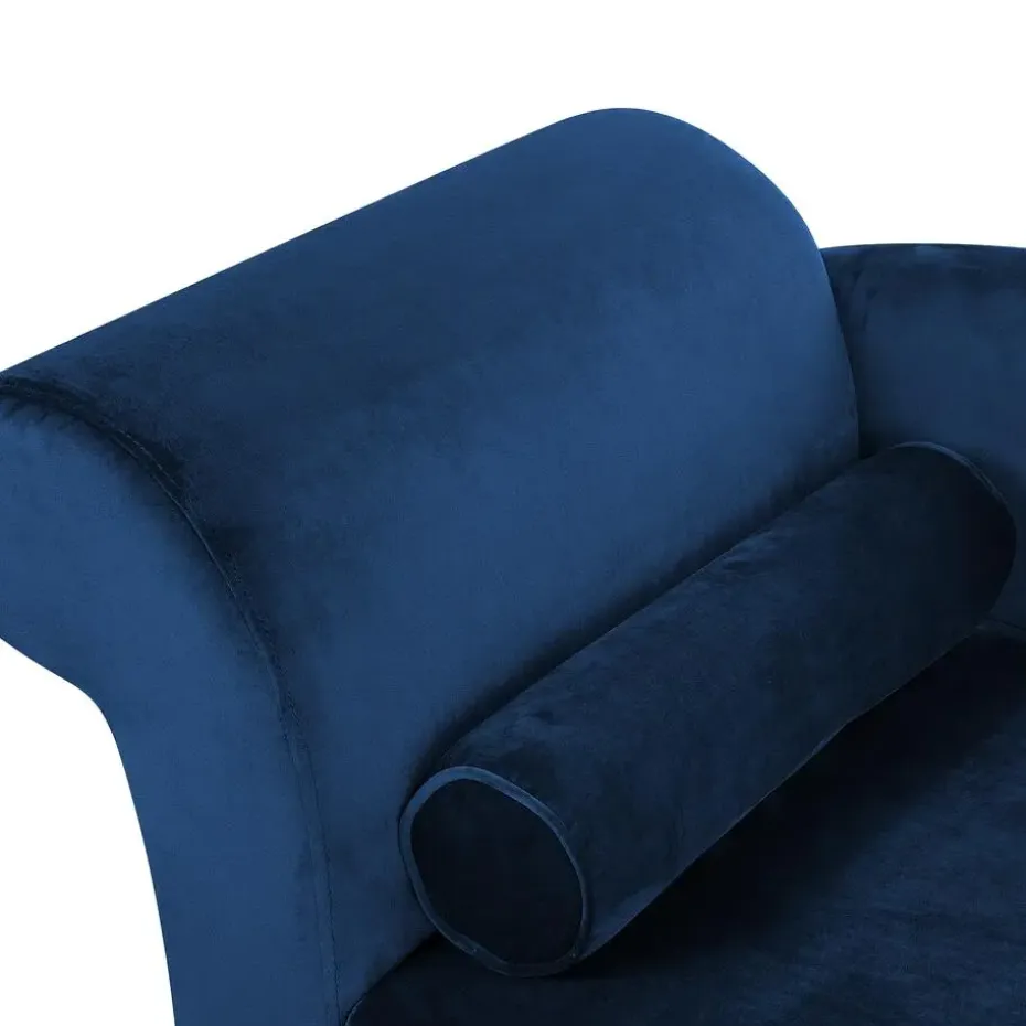 LUIRO - Chaise longue - Blauw - Linkerzijde - Fluweel
