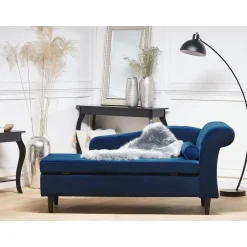 LUIRO - Chaise longue - Blauw - Rechterzijde - Fluweel