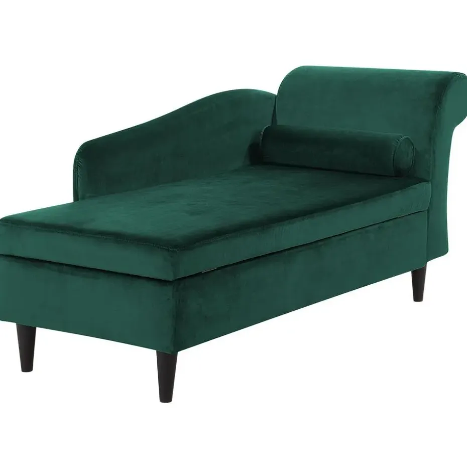 LUIRO - Chaise longue - Groen - Rechterzijde - Fluweel