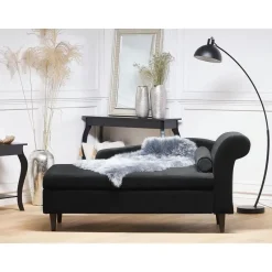 LUIRO - Chaise longue - Zwart - Rechterzijde - Fluweel